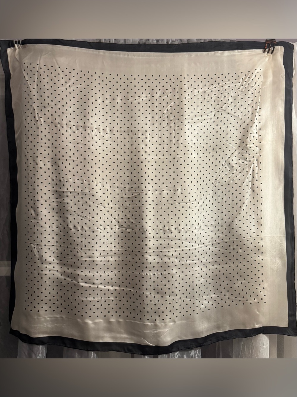 Vintage Classic Polka Dot Silk Scarf in White and Black